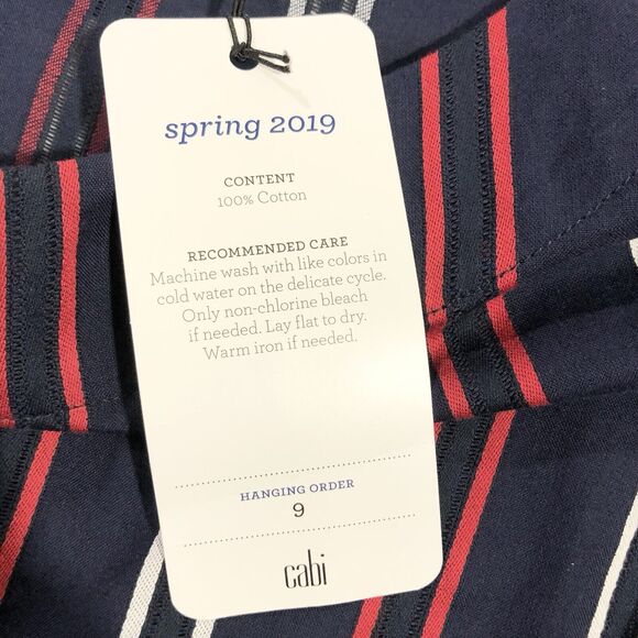 Cabi #5516 NWT Women's Flag Blouse Sz M Navy Red White Stripes 3/4 Sleeves - Picture 10 of 10
